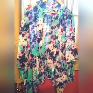 Arizona multi colored cover up kimono jacket.